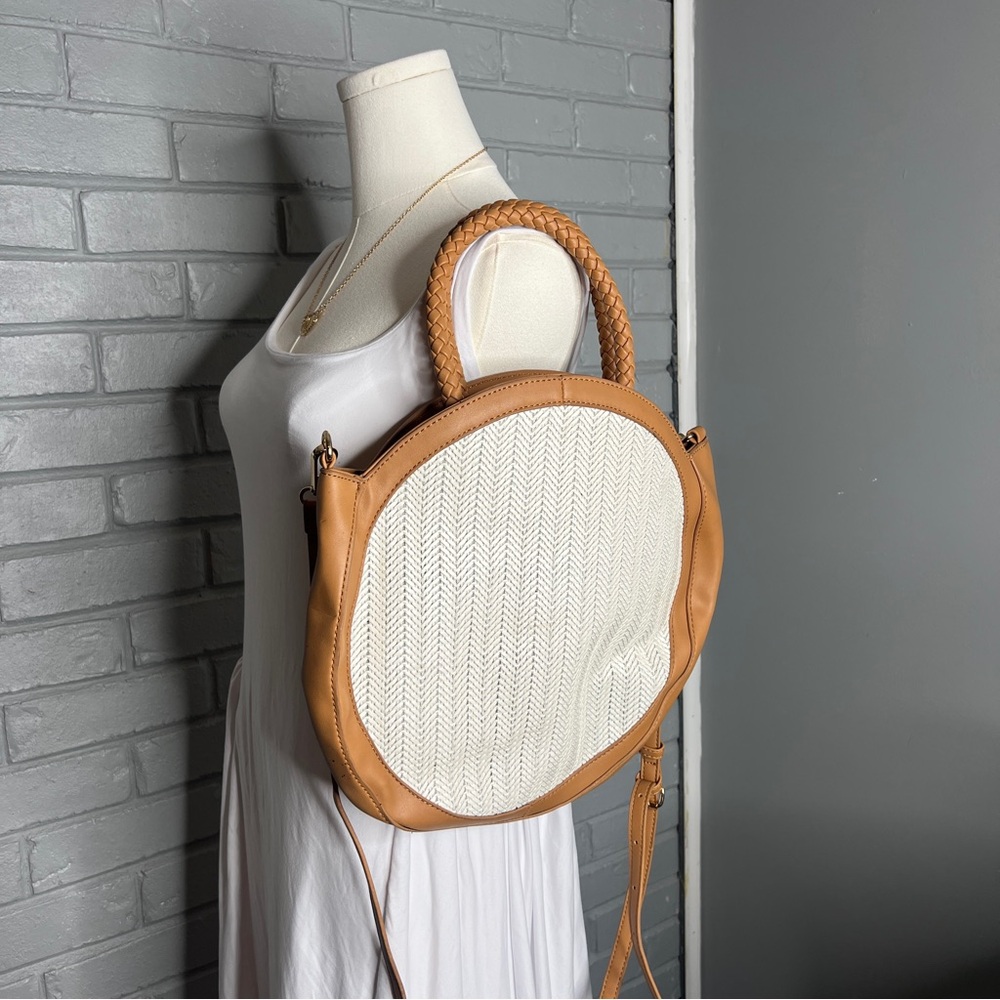 Sole Society Tan and Cream Round Handbag